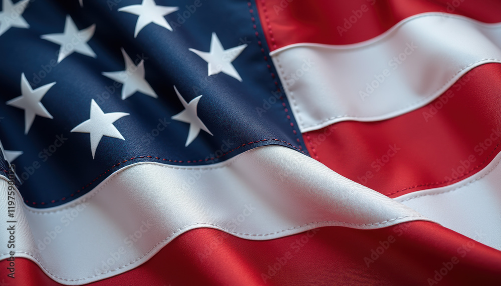 Folds of the US flag waving in the wind, providing a patriotic background rich in color and symbolism for President's Day festivities. Folds of the US flag waving in the wind, providing a patriotic background rich in color and symbolism for President's Day festivities.