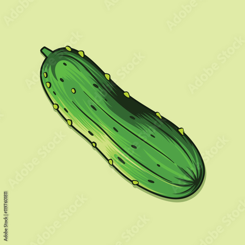 pickle green vegetable vintage design