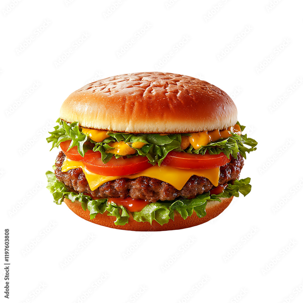 Fresh delicious burger isolated on a transparent background. Fresh delicious burger isolated on a transparent background.