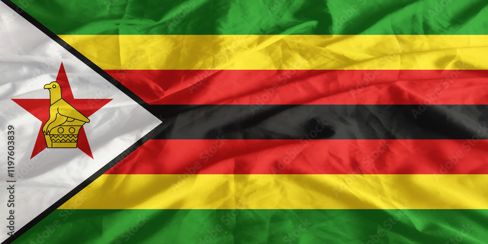 Fototapeta premium Zimbabwe Flag Waving Close Up