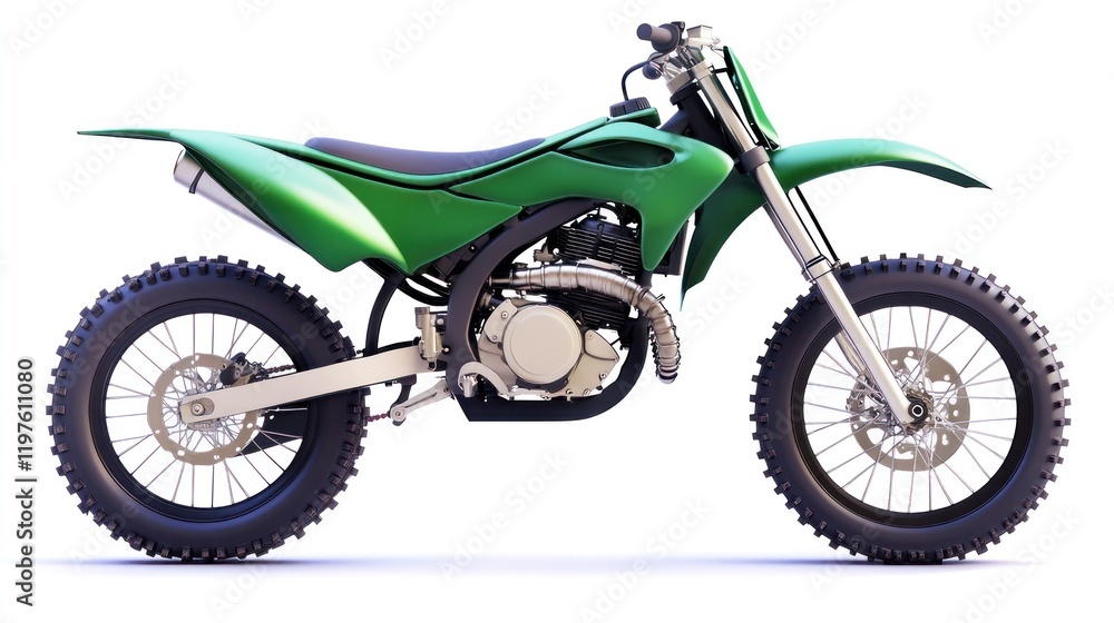 Green dirt bike isolated on white background. Green dirt bike isolated on white background.
