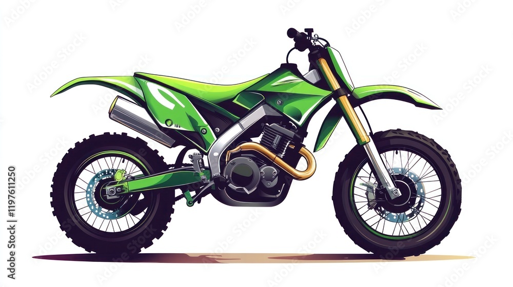 Green motocross dirt bike isolated on white background. Green motocross dirt bike isolated on white background.