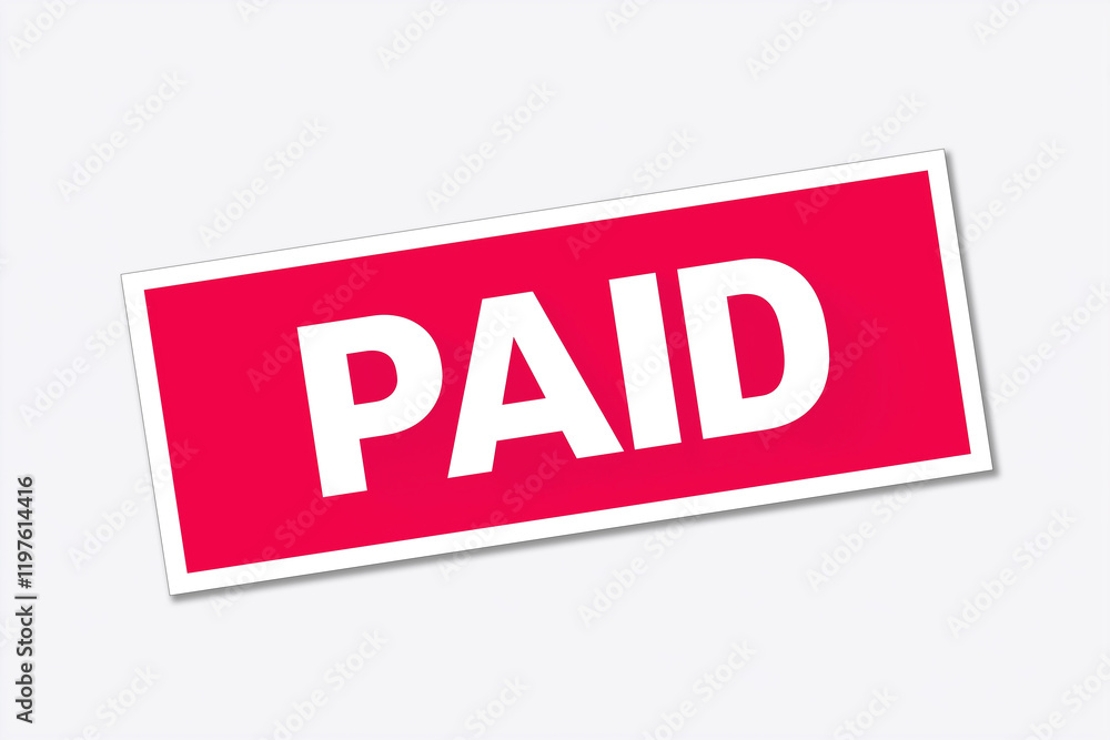 Paid word. Paid concept. Minimalist, red Paid word. Paid concept. Minimalist, red