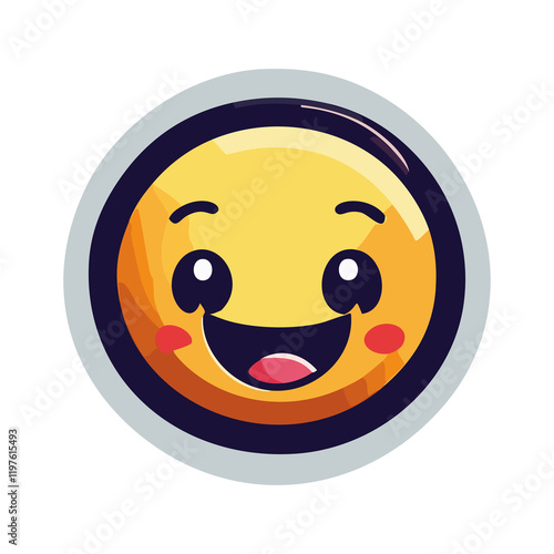 Cute Smiling Emoji Icon – Cartoon Style Happy Face Illustration