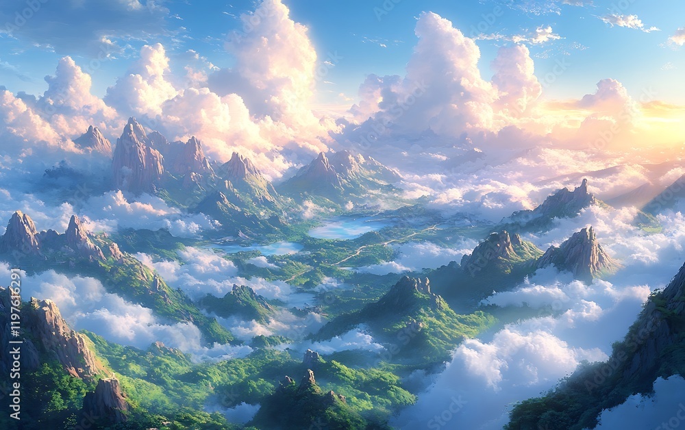 Serene Mountain Landscape Aerial View Serene Mountain Landscape Aerial View