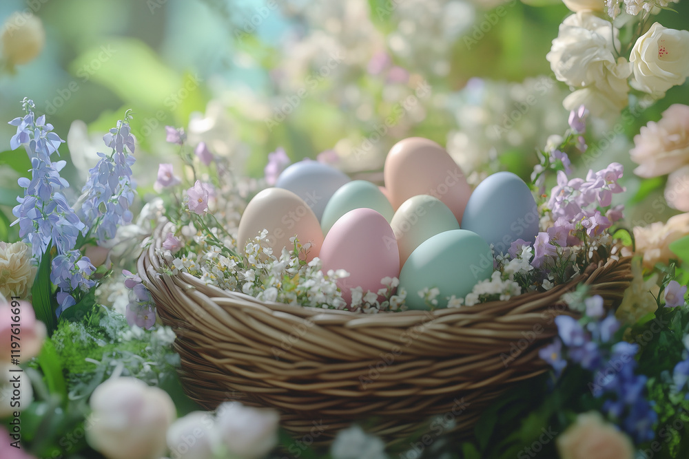 easter eggs in a basket easter eggs in a basket