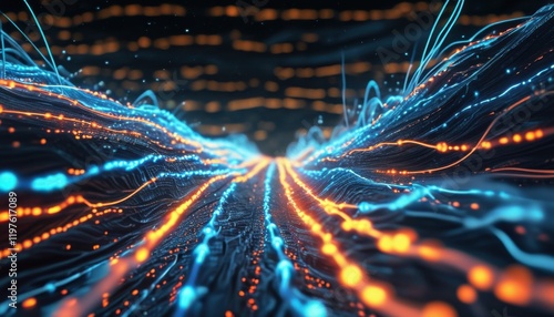 AI Data Stream Tunnel in Cyberspace  
