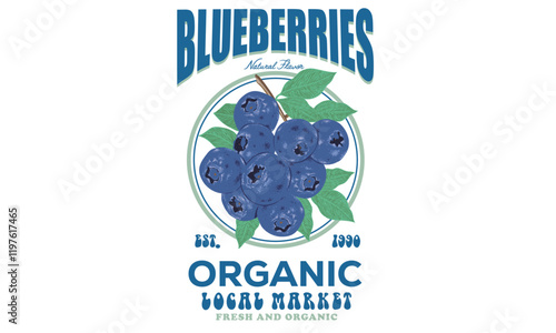 Sweet berry. Blueberries fruit artwork. Organic food artwork for for t-shirt. Fresh Blueberries fruit print. Fruit club print design. Fruit local market.