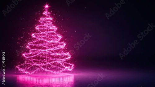 Wallpaper Mural Neon pink Christmas tree with vibrant lights, isolated on dark background, playful and modern, festive and joyful, holiday decoration concept Torontodigital.ca