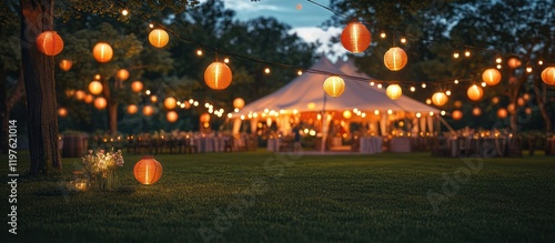 Night garden party tent lights