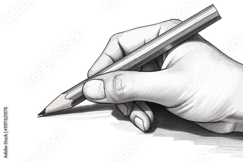Hand draws a sketch on the pencil.