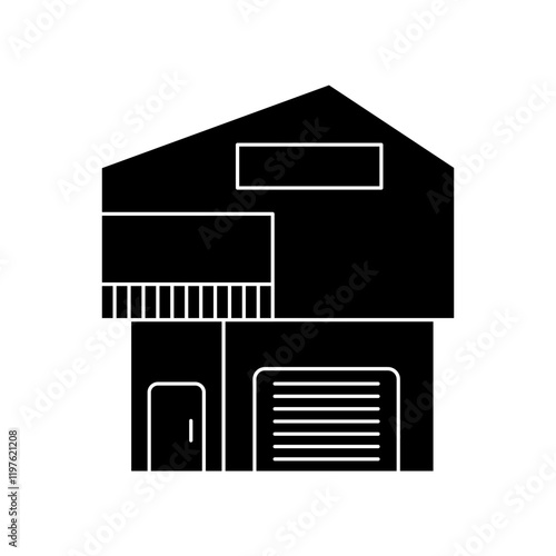 two-story house icon, simple flat style, logo sign symbol vector illustration pictogram, isolated on white for mobile app