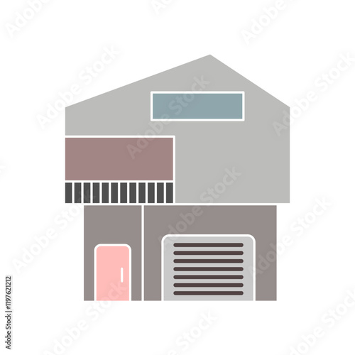 two-story house icon, simple flat style, logo sign symbol vector illustration pictogram, isolated on white for mobile app