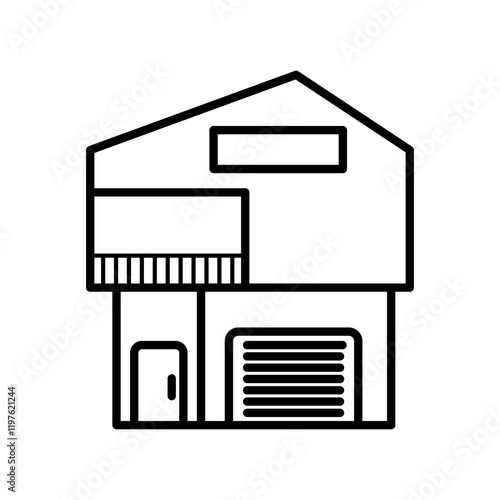two-story house icon, simple flat style, logo sign symbol vector illustration pictogram, isolated on white for mobile app