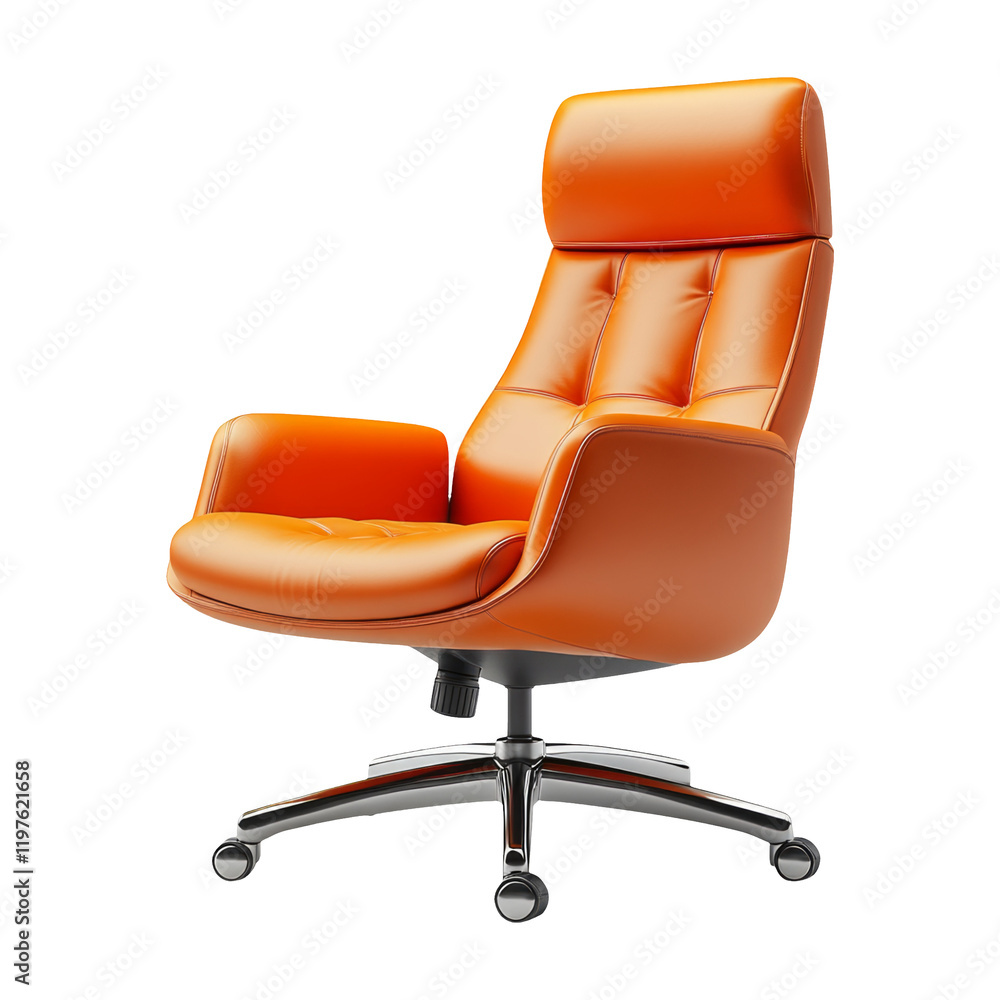 Stylish Orange Chair with High Backrest on Transparent Background Stylish Orange Chair with High Backrest on Transparent Background