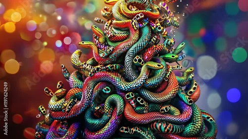 Wallpaper Mural Vibrant pile of colorful snakes in a lively bokeh background Torontodigital.ca