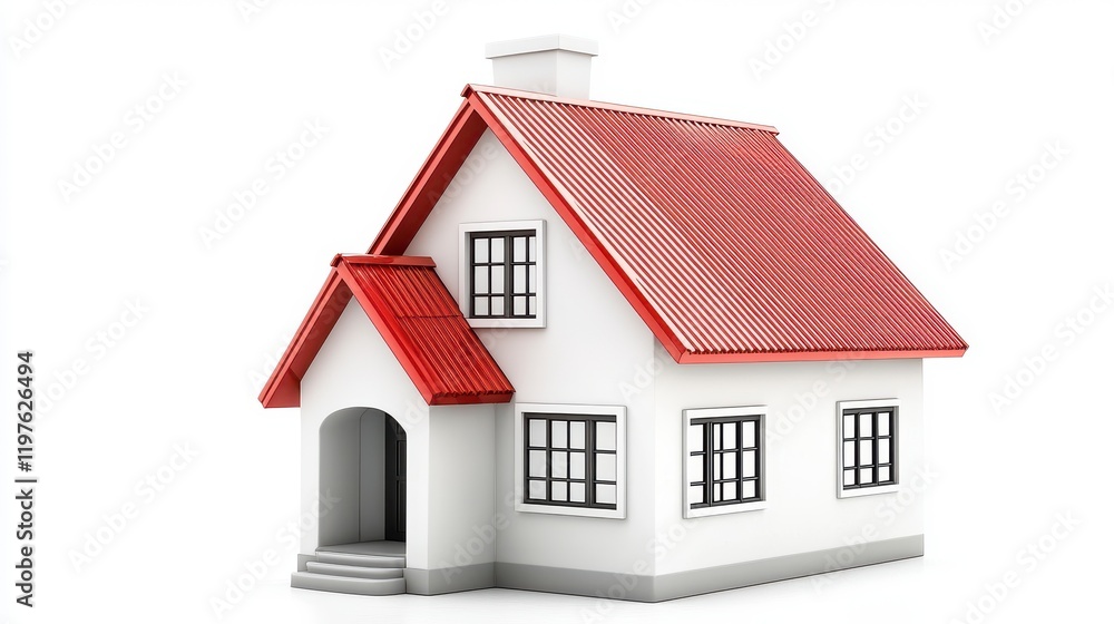 Charming Family Home with Red Roof and White Exterior Design Charming Family Home with Red Roof and White Exterior Design