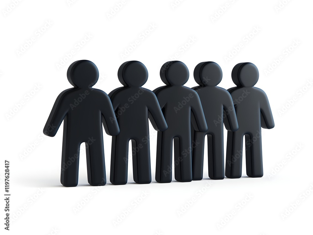 Five Black Figures Stand Together In A Row Five Black Figures Stand Together In A Row