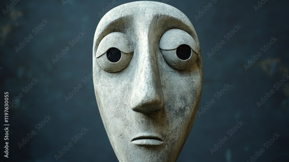 A white face with a sad expression A white face with a sad expression