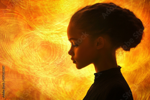Girl On Abstract Background