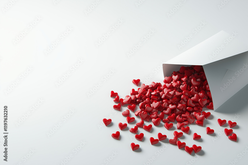 custom made wallpaper toronto digitalOpen envelope spilling a cascade of red hearts on white background
