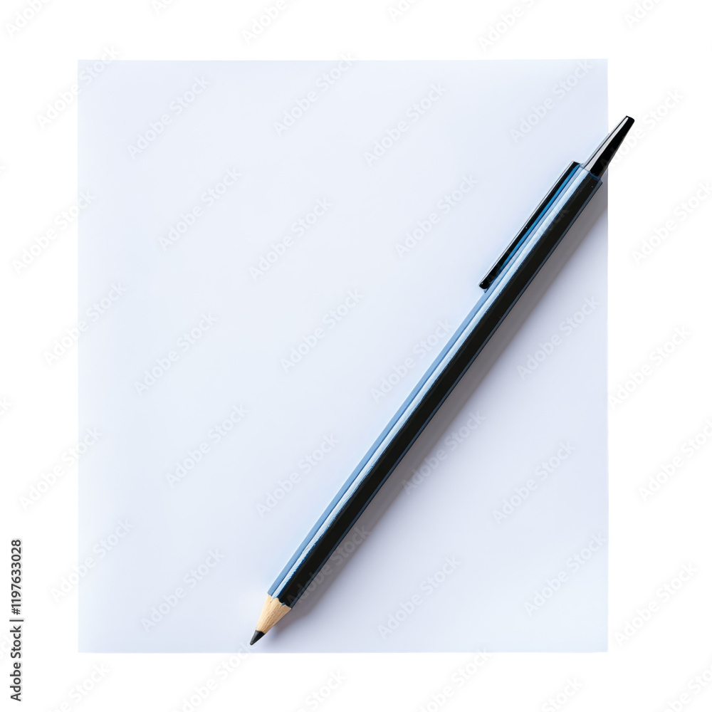 Drafting Paper and Pencil with Eraser on Transparent Background Drafting Paper and Pencil with Eraser on Transparent Background