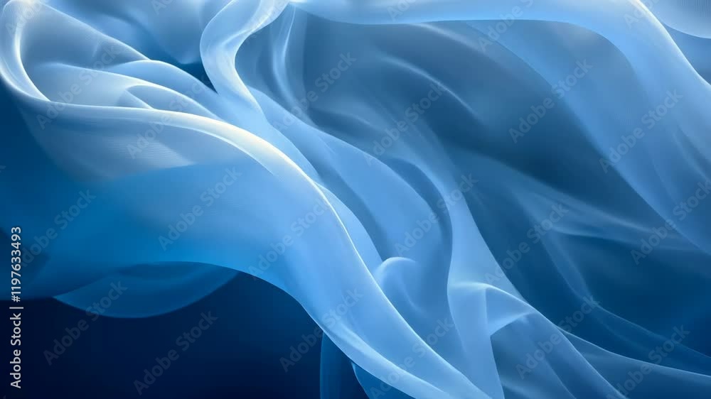Soft blue fabric flowing gracefully with gentle waves and textures under soft lighting Soft blue fabric flowing gracefully with gentle waves and textures under soft lighting