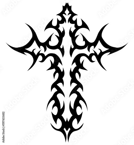 Cross neo tribal tattoo design, gothic cross style tattoo design, 