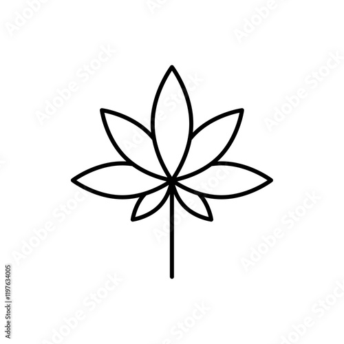 Cannabis leaf icon in liner stroke style