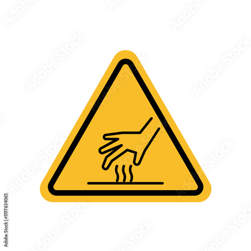 Caution hot surface sign in yellow color