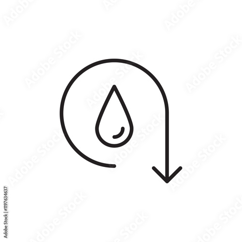 Crude oil barrel price falling down icon in liner stroke style photo