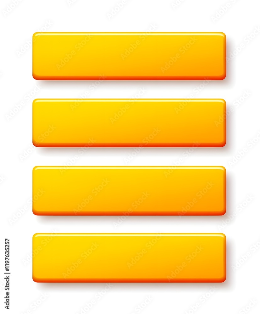 Four Horizontal Yellow Glossy Blank Buttons Four Horizontal Yellow Glossy Blank Buttons