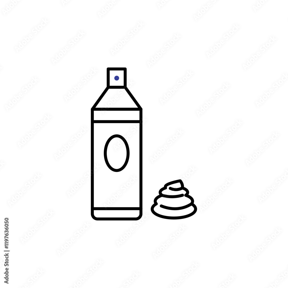 Hair mousse icon in liner stroke style Hair mousse icon in liner stroke style
