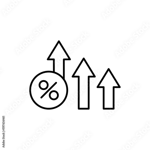 Interest growth icon in liner stroke style