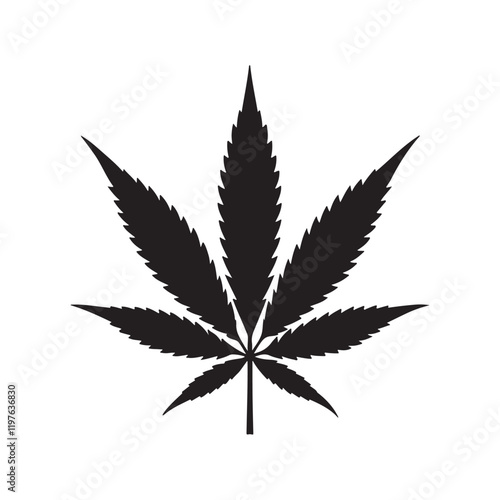 set of marijuana leaf silhouette, black and white silhouette, vector and illustration