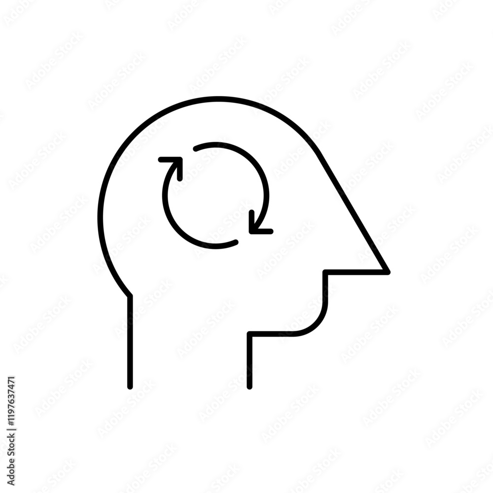 Memory recall icon in liner stroke style Memory recall icon in liner stroke style