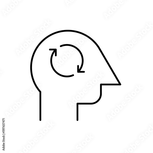 Memory recall icon in liner stroke style