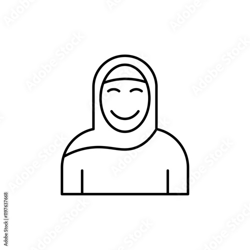 Muslim women icon in liner stroke style