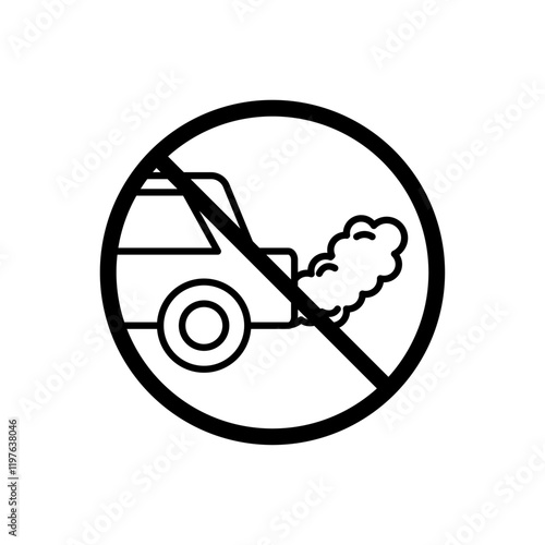 No exhaust gases sign vector in black colors