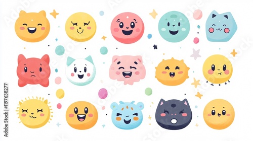 Cute Kawaii Emoji: Wide-angle Centered Composition for Playful Designs