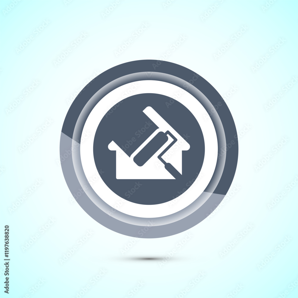 Home painting icon design illustration. House painting sign symbol for apps and websites. Gray color button design Home painting icon design illustration. House painting sign symbol for apps and websites. Gray color button design