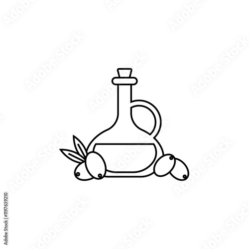 Olive oil icon in liner stroke style