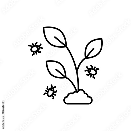 Pest plant icon in liner stroke style