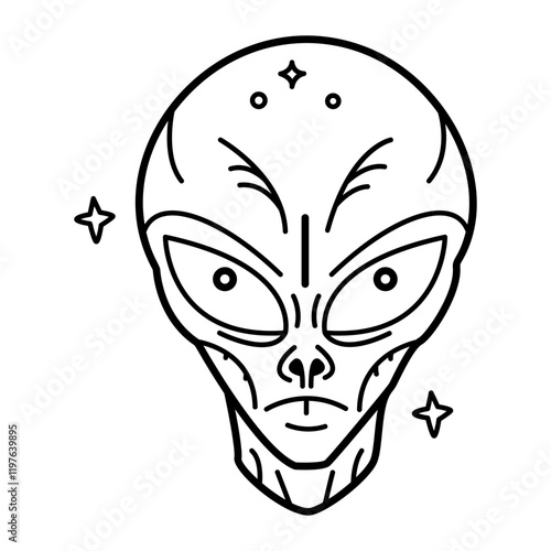 A hand drawn icon of an alien head