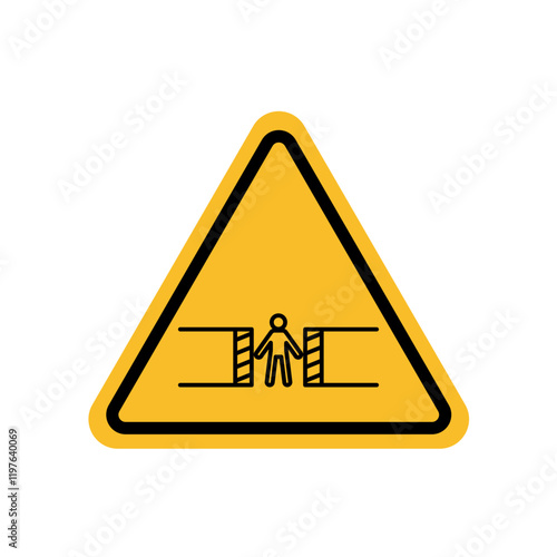 Risk of crushing warning sign in yellow color