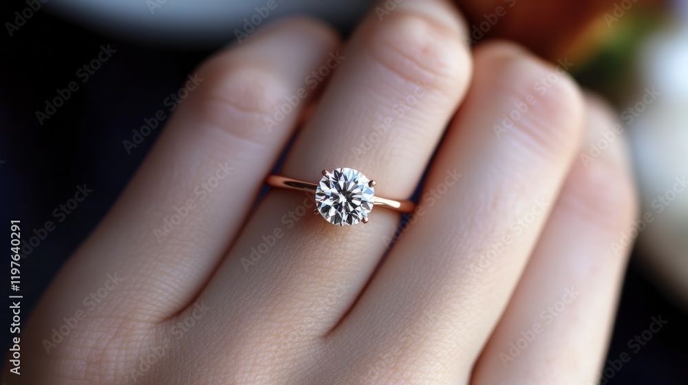 Minimalist engagement ring, round brilliant diamond generative ai Minimalist engagement ring, round brilliant diamond generative ai