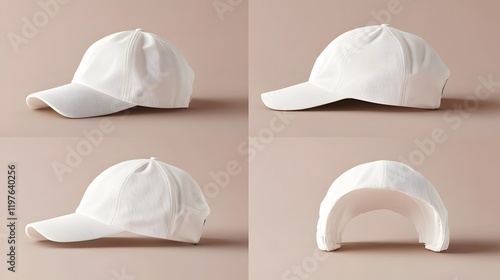 White Baseball Cap Shown From Multiple Angles