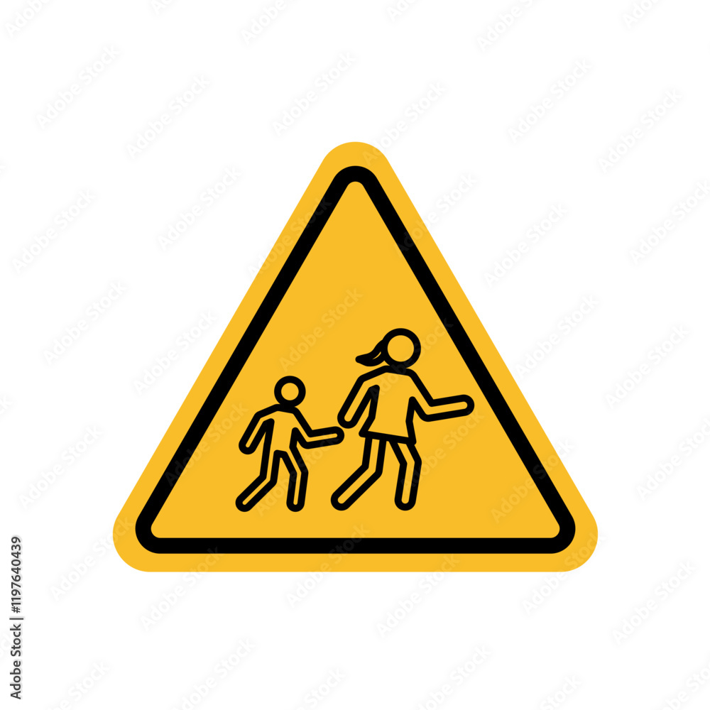School crossing sign in yellow color School crossing sign in yellow color