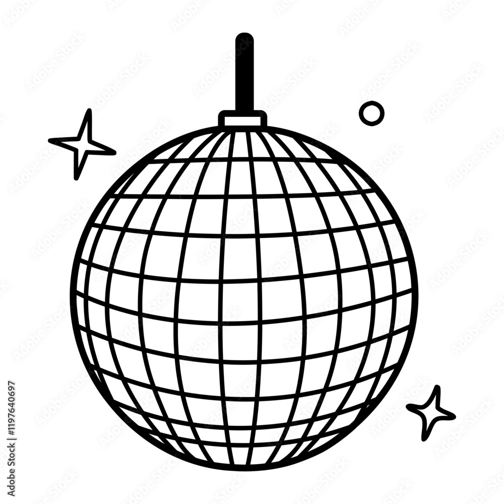 Disco ball icon in doodle style Disco ball icon in doodle style