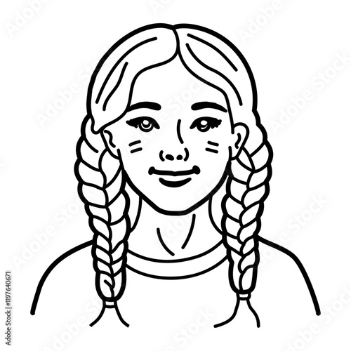A doodle icon of a woman with braid hairstyle